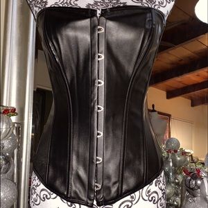 Sexy Black Faux Leather Corset